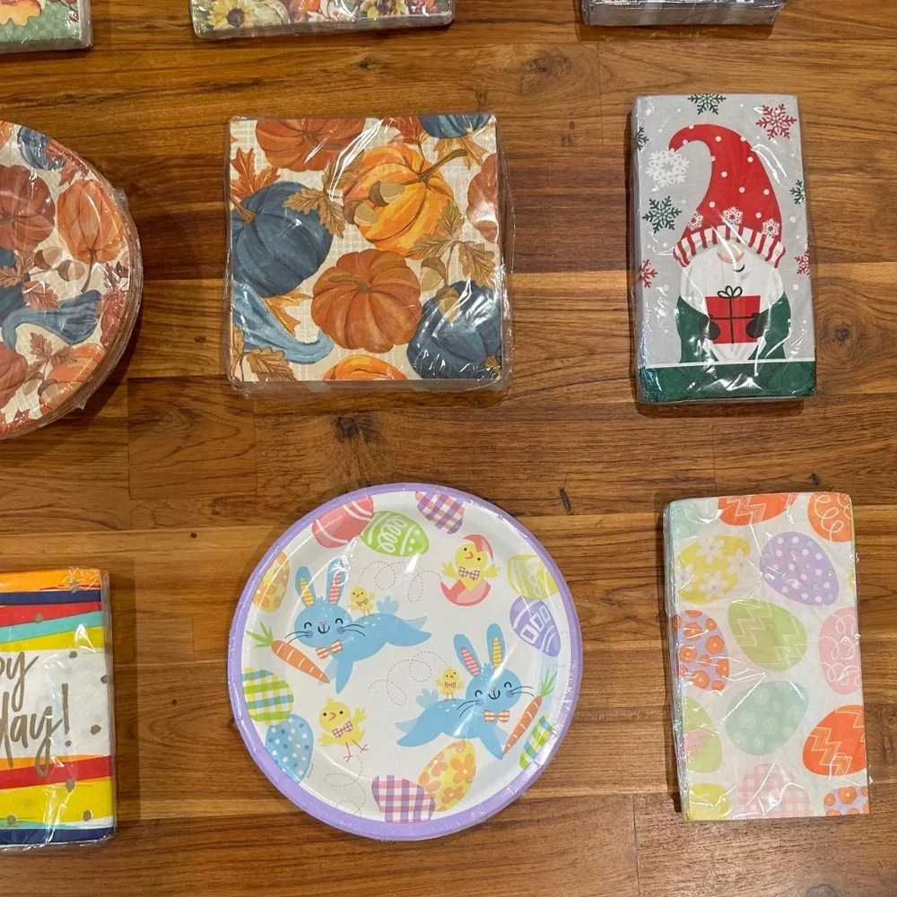NWT! Bundle of Various Holiday Party Napkins and Plates